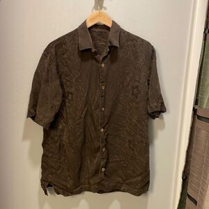 TOMMY Bahama mens brown silk button down shirt